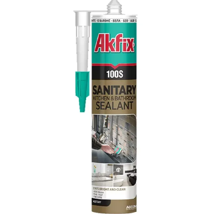 Akfix 100S Sanitary Silicone (White, Transparent)