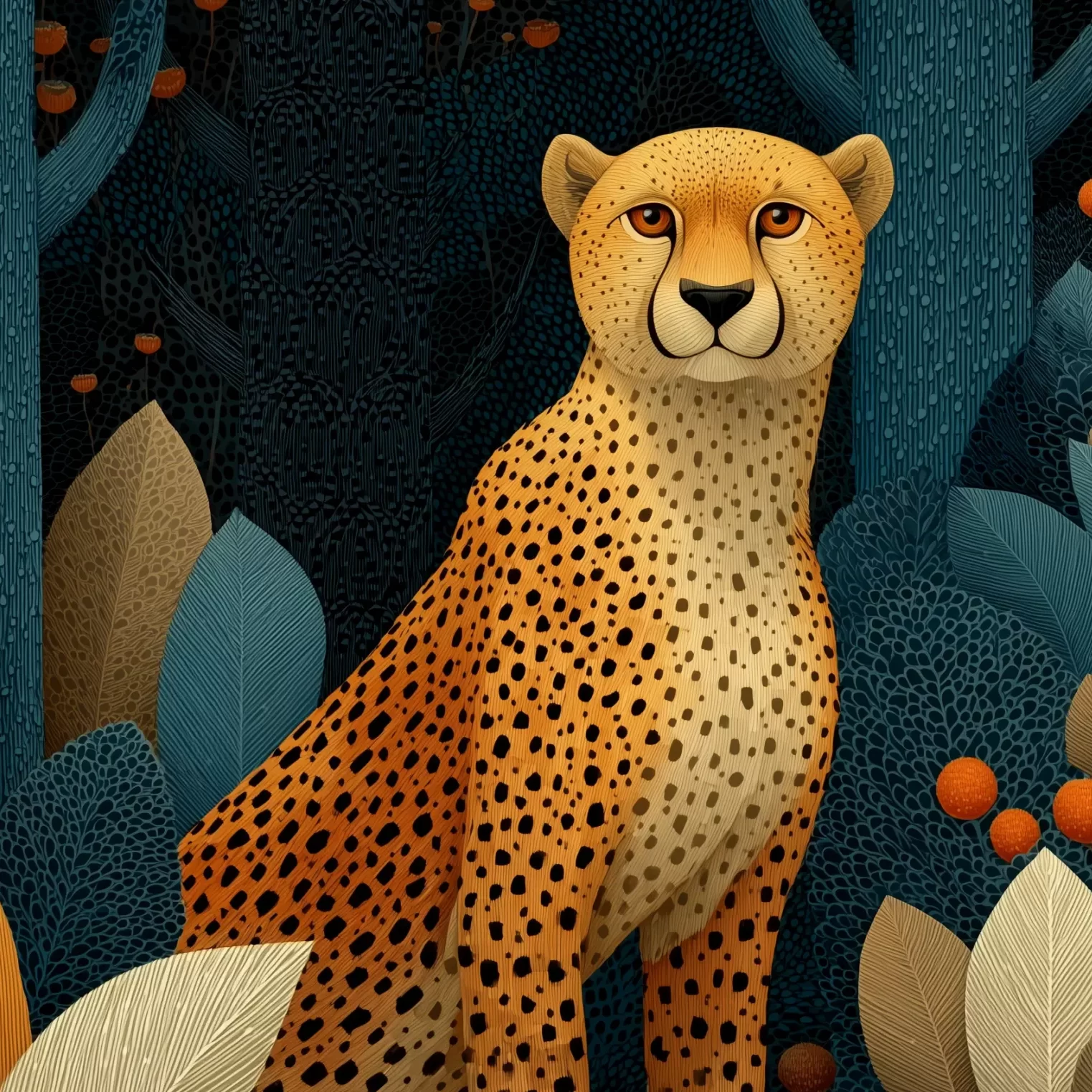 Stylized illustration depicts a cheetah