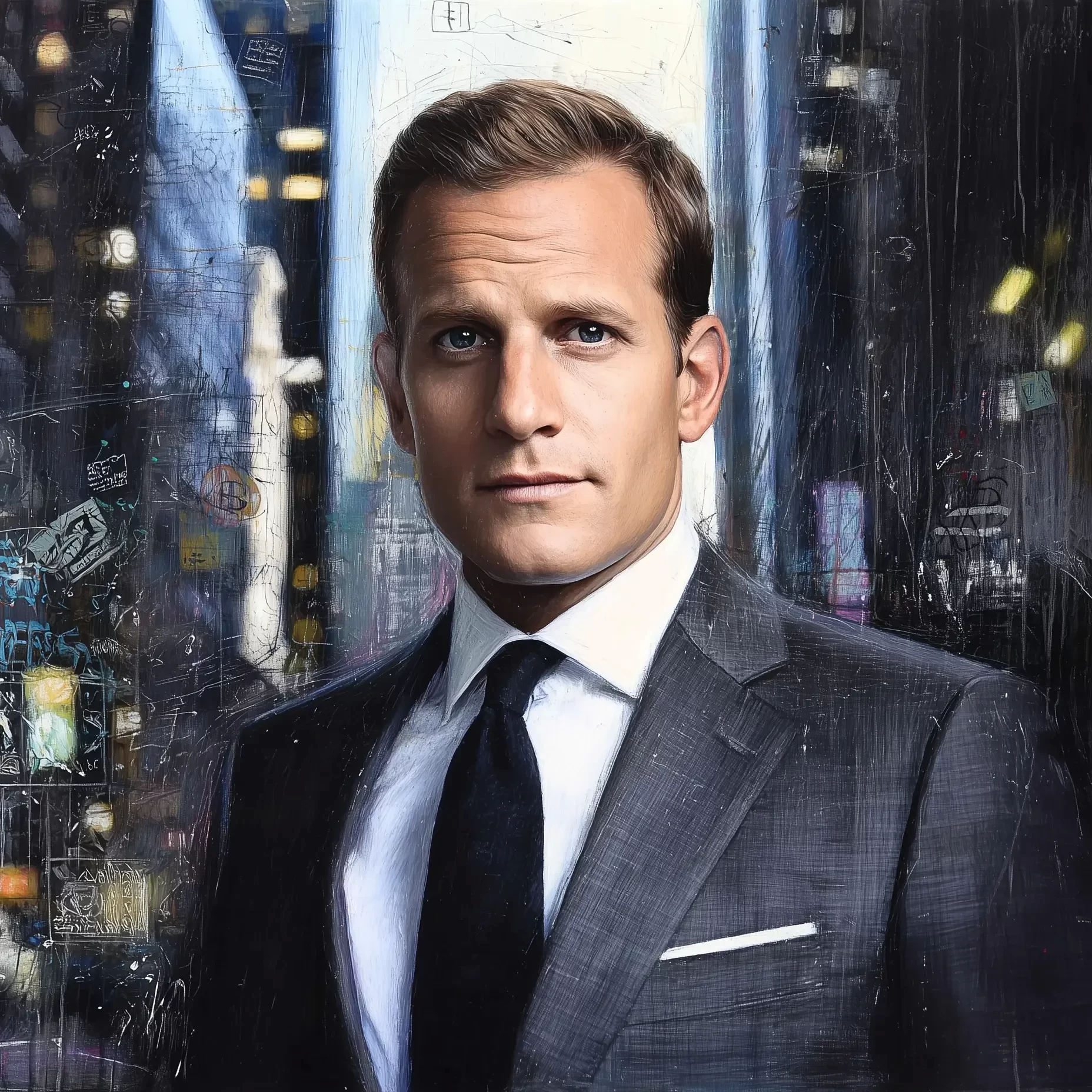 Gabriel Swann Macht as Harvey Specter painted