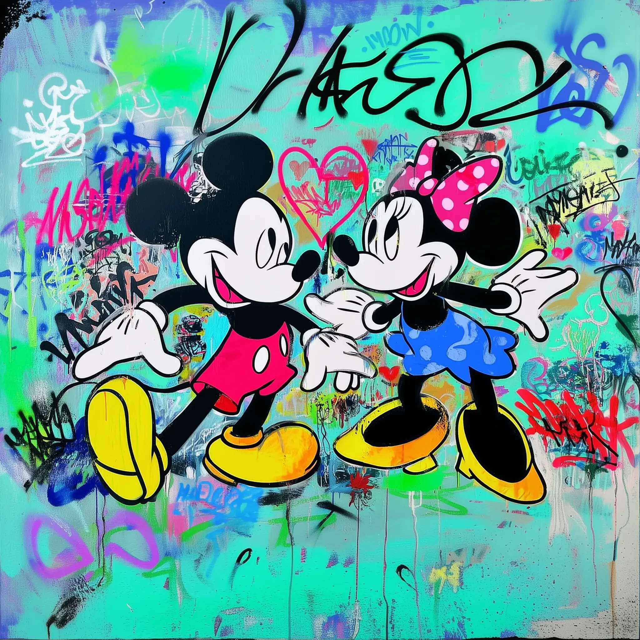 Mickey mouse dancing with Minnie mouse