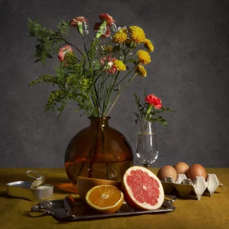 Grapefruit still life baroque style