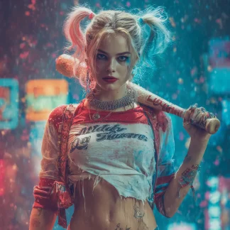 Cinematic shot of a playful carefree Harley